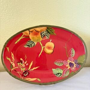 Tracy Porter Octavia Hill Garden 15" Oval Serving Platter Colorful Hand Painted